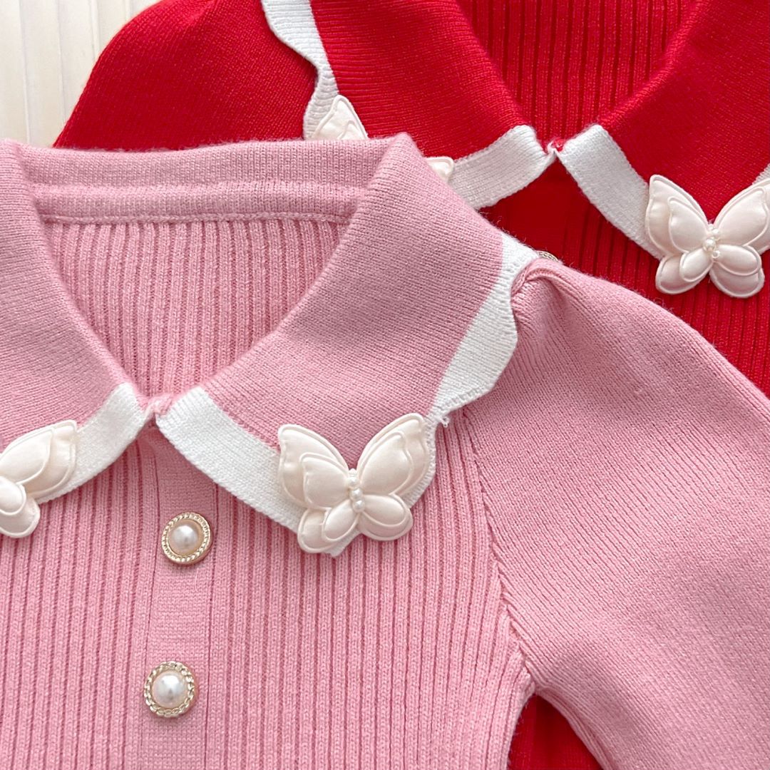 JINYONG Kinder Neue Candy Farbe Reverse Kragen Rand mit Blume Pelz Kleid Mädchen Modische_voghion.com