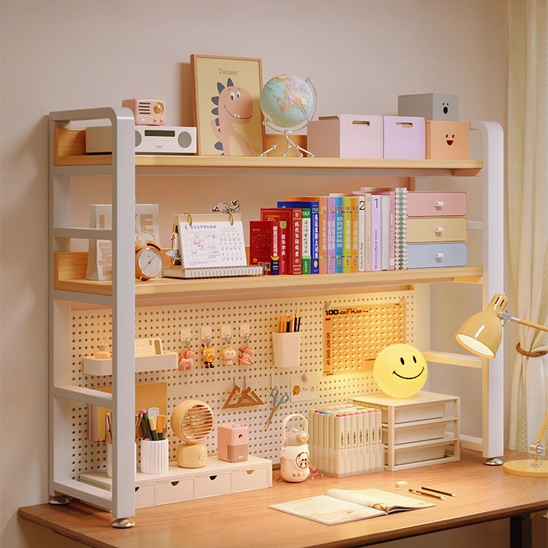 Estante de almacenamiento de escritorio estante de almacenamiento de escritorio estante de almacenamiento de estudiantes dormitorio simple sin perforación estante vertical de hierro forjado