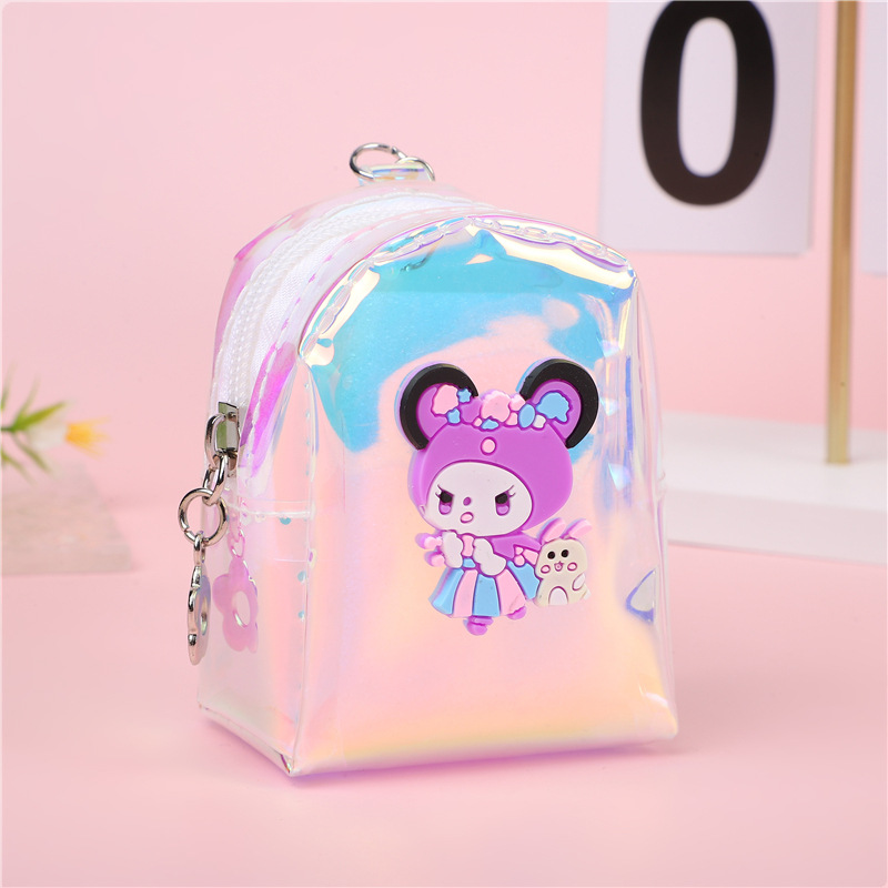 Nuevo bolso de cambio de gelatina transparente portátil mini bolso de llaves de dibujos animados Kuro lindo bolso de almacenamiento de auriculares