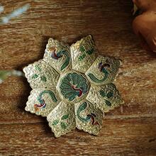 瓜子盘水果盘干果盘托盘茶几家用小铜盘复古装饰分格精雕零食盘