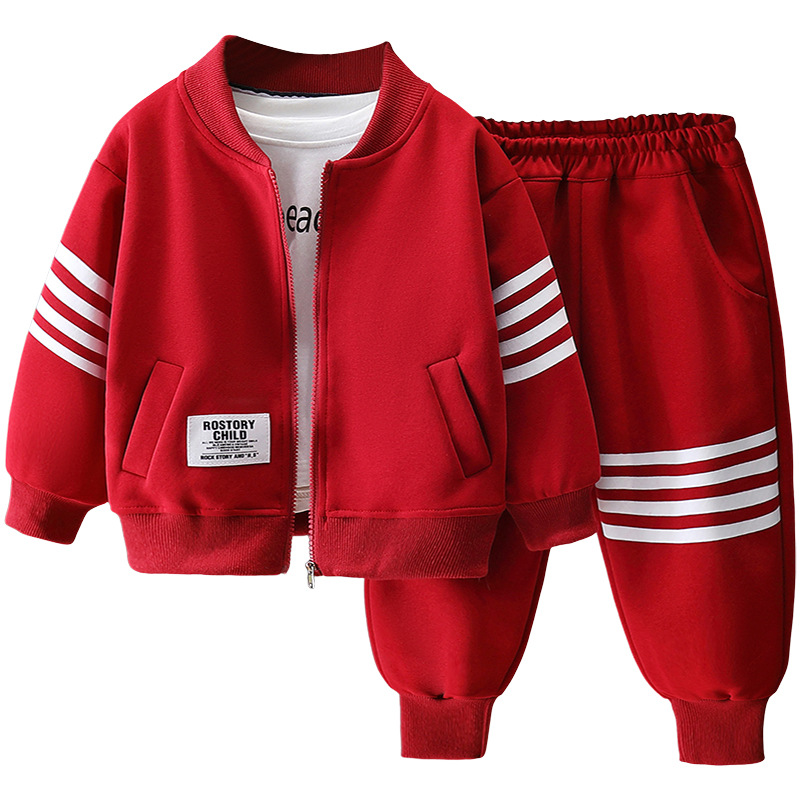 7780 Traje rojo para niños Ropa deportiva de primavera y otoño Traje de dos piezas de moda de primavera para niños guapos 2025 Nueva primavera