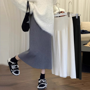 Pregnant Women's Skirt Spring Outer Wear Sweet Knitted Skirt Fashionable All-Match Small Mid-Length Straight Skirt