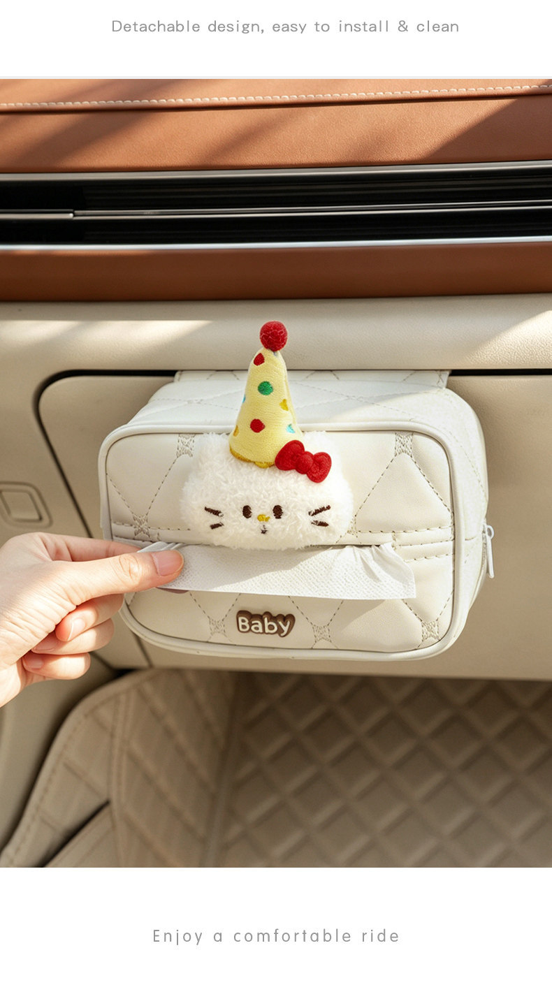Car glove box tissue box cute croissant shape 2026 new model 3D hanging car tissue box car decoration