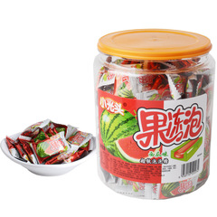 500g Little Baldy Jelly Bubble Gum Bucket Children's Sandwich Chewing Gum 8090 Nostalgic Jelly Watermelon Flavor
