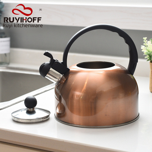 Direct factory export 2.5 L stainless steel singing kettle, bronze colored tea kettle, stainless steel singing