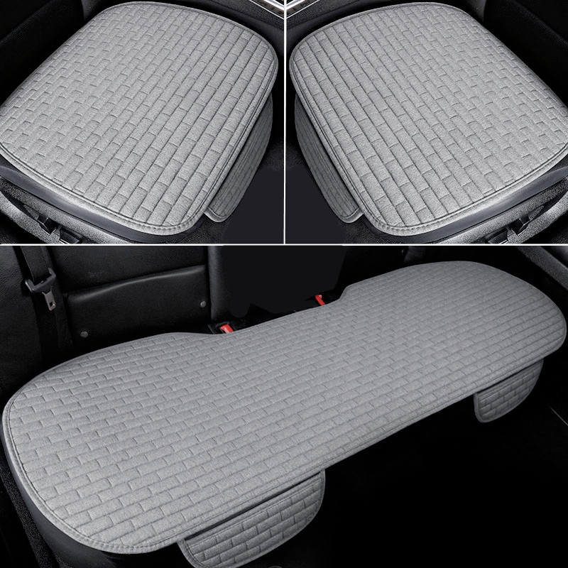 跨境外贸代发汽车座垫三件套格子麻布单张座椅垫汽车用品厂家批发