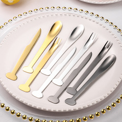 新商品卸売り304ステンレスナイフフォークスプーン月餅ナイフフォークアイスクリームスプーン果物フォークレーザーロゴ印刷ギフトボックス