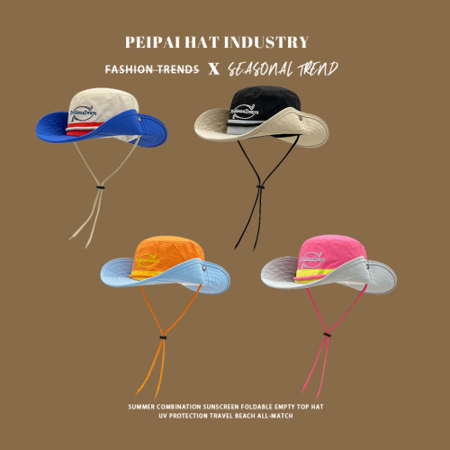 Outdoor mountaineering hat women color combination retro summer sunshade fisherman hat quick dry UV fishing sun hat men