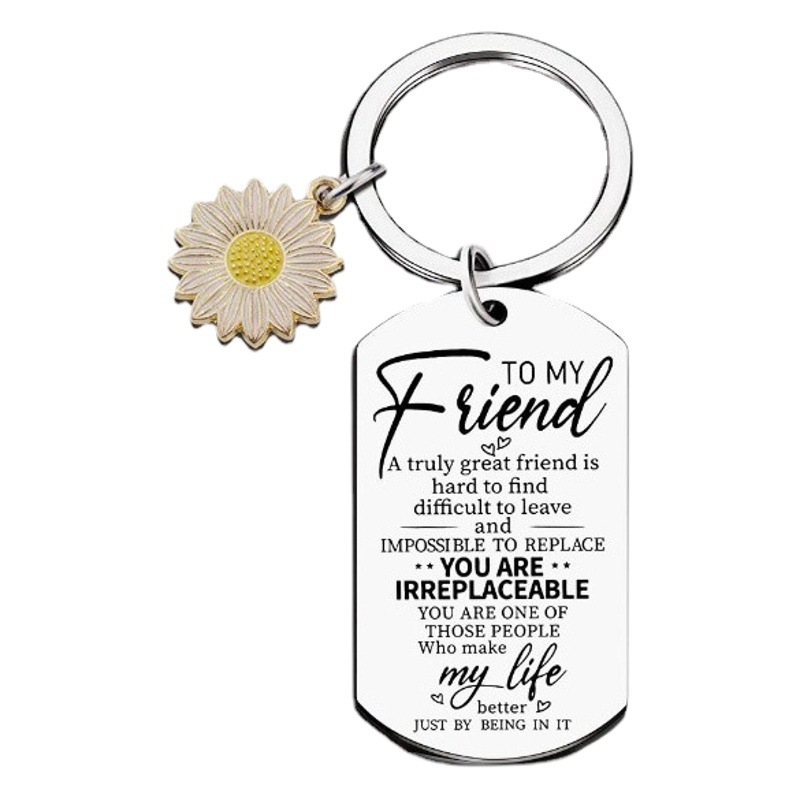 Buen amigo regalo artículos Amazon Venta caliente buenas novias llavero girasol Taigang colgante llavero de acero inoxidable