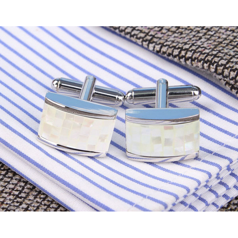 Long natural shell cufflinks
