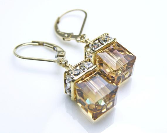 Artificial Gemstones Inlay Material Fashion Square Alloy Plating Inlay Artificial Gemstones Women's Drop Earrings 1 Pair