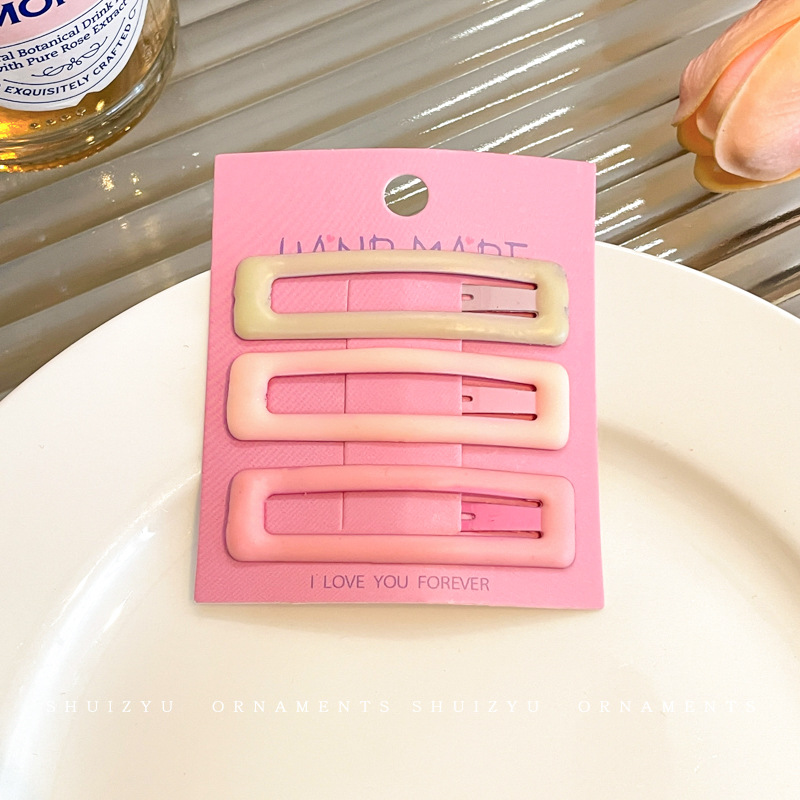 Clip de cabello coreano para adolescentes frente feminina broche clip de cabello rosa pequeño clip lateral dulce lindo tocado de cabello