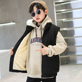 巴拉巴拉跨境亲子装儿童男孩羽绒棉马甲秋冬中大男女童加厚外穿中