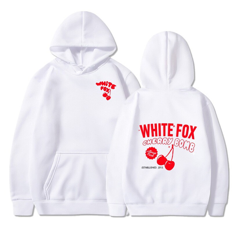 Amazon European and American White Fox Cherry Hooded Sweatshirt Cross-Border Men's and Women's Casual Sports Pullover One Piece Dropshipping