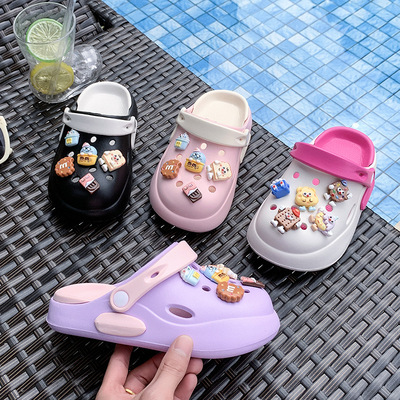Детские тапочки в стиле Crocs, ультрамягкие дышащие нескользящие мюли, коллекция 2025 года, подходят для носки на улице, мягкая подошва