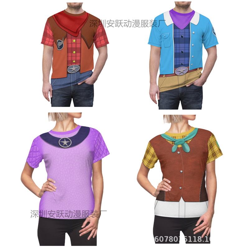 2024 cross-border e-commerce summer animation dinosaur ranch men's round neck short sleeve T-shirt 3D digital printing short sleeve 2024 cross-border e-commerce summer animation dinosaur ranch men's round neck short sleeve T-shirt 3D digital printing short sleeve