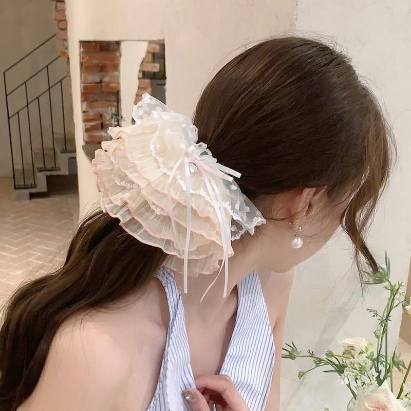 女性用の大きなレースのヘアバンド、高級韓国風ヘアバンド、レイジースタイルのヘッドバンド、甘いポニーテールヘアアクセサリー、スクエアスカーフ|undefined