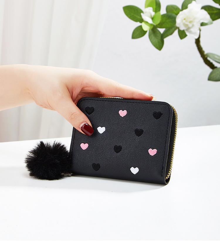 Square Shape Women's Heart Shape Pu Leather Zipper Wallets