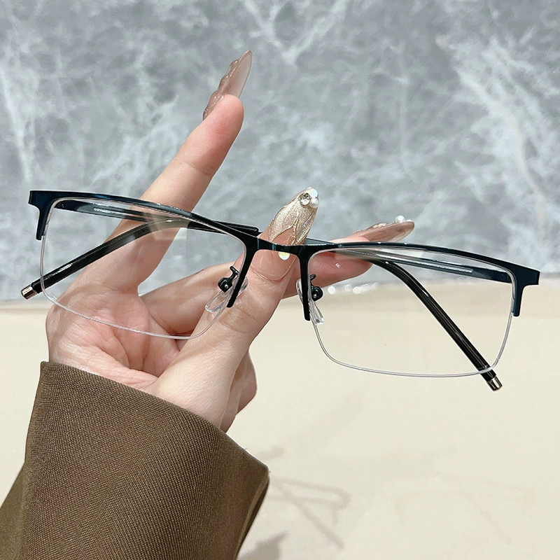 Деловые повседневные мужские очки в полуоправе с защитой от синего света могут быть оснащены готовыми очками для близорукости, женские фотохромные очки