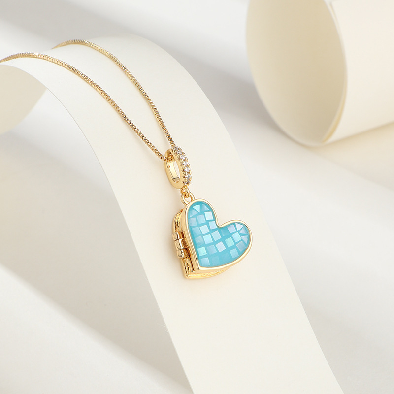 Fashion Heart Shape Copper Artificial Gemstones Necklace 1 Piece