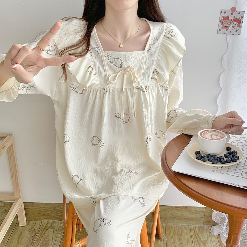 Pijama de Manga Larga para Mujer de Poliéster y Algodón Cómodo para Casa image 1