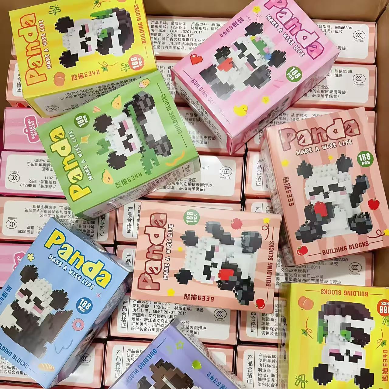 2025 nuevo estilo chino panda bloques de construcción linda muñeca de dibujos animados estudiante niño rompecabezas hecho a mano rompecabezas