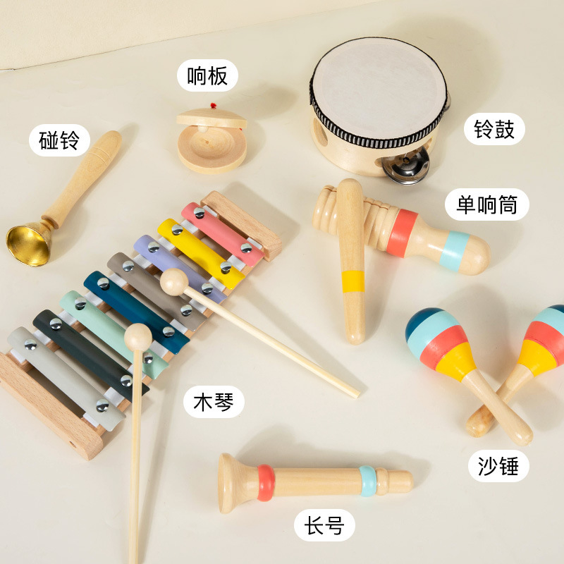 跨境奥尔夫儿童打击乐器摇铃手拍鼓敲琴亲子教学音乐响板玩具套装|undefined