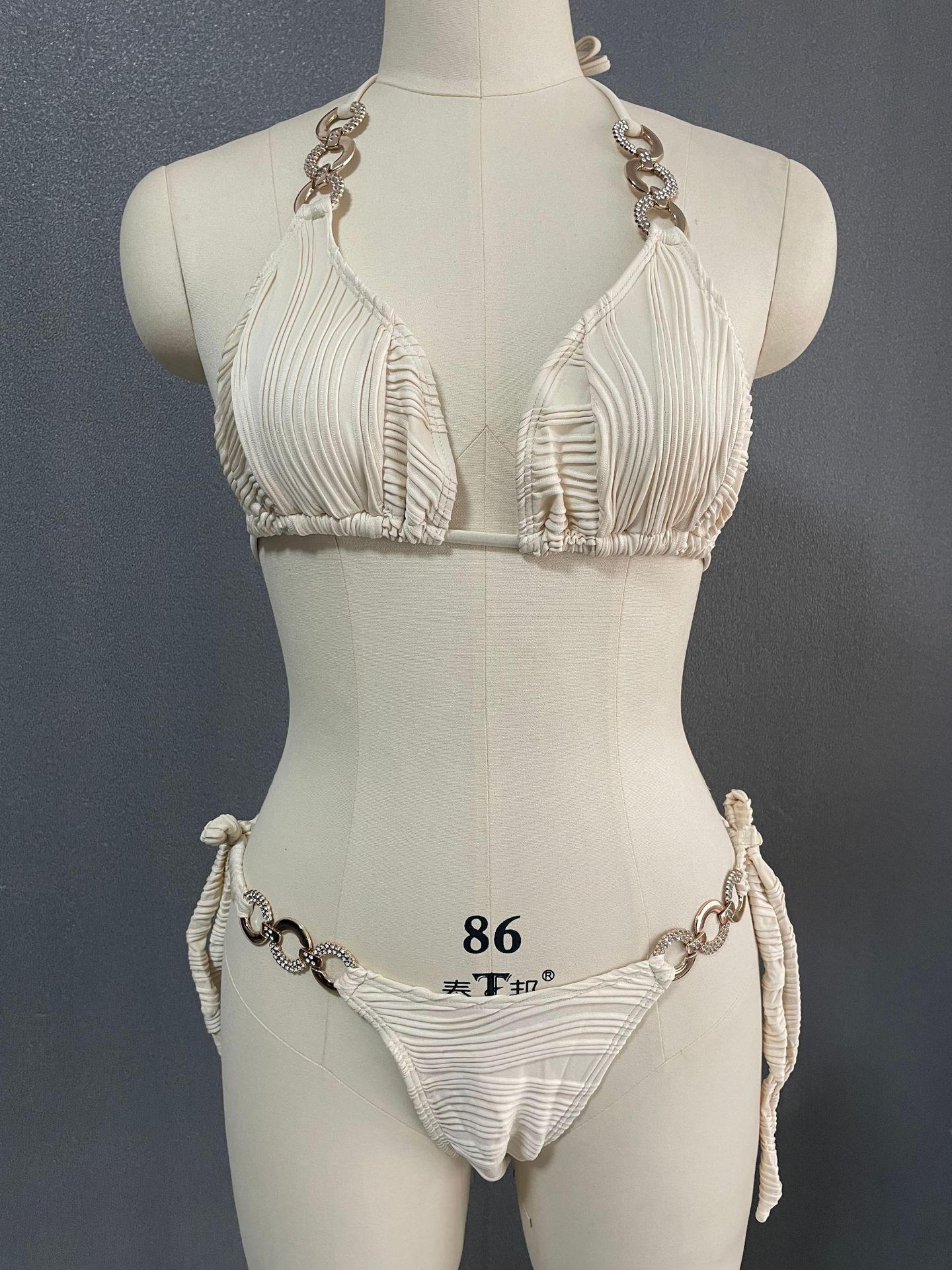 Mujeres Color Sólido Nudo De Lazo Juego De 2 Piezas Bikinis Bañador display picture 6