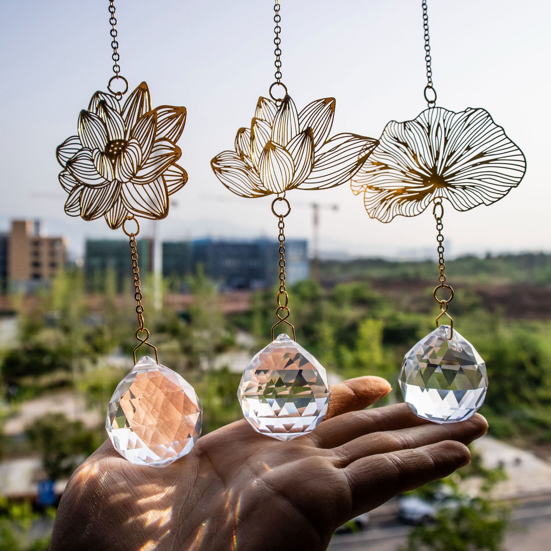 pendant Home Textiles & Decor Type Elegant Lotus Artificial Crystal Brass Pendant Artificial Decorations