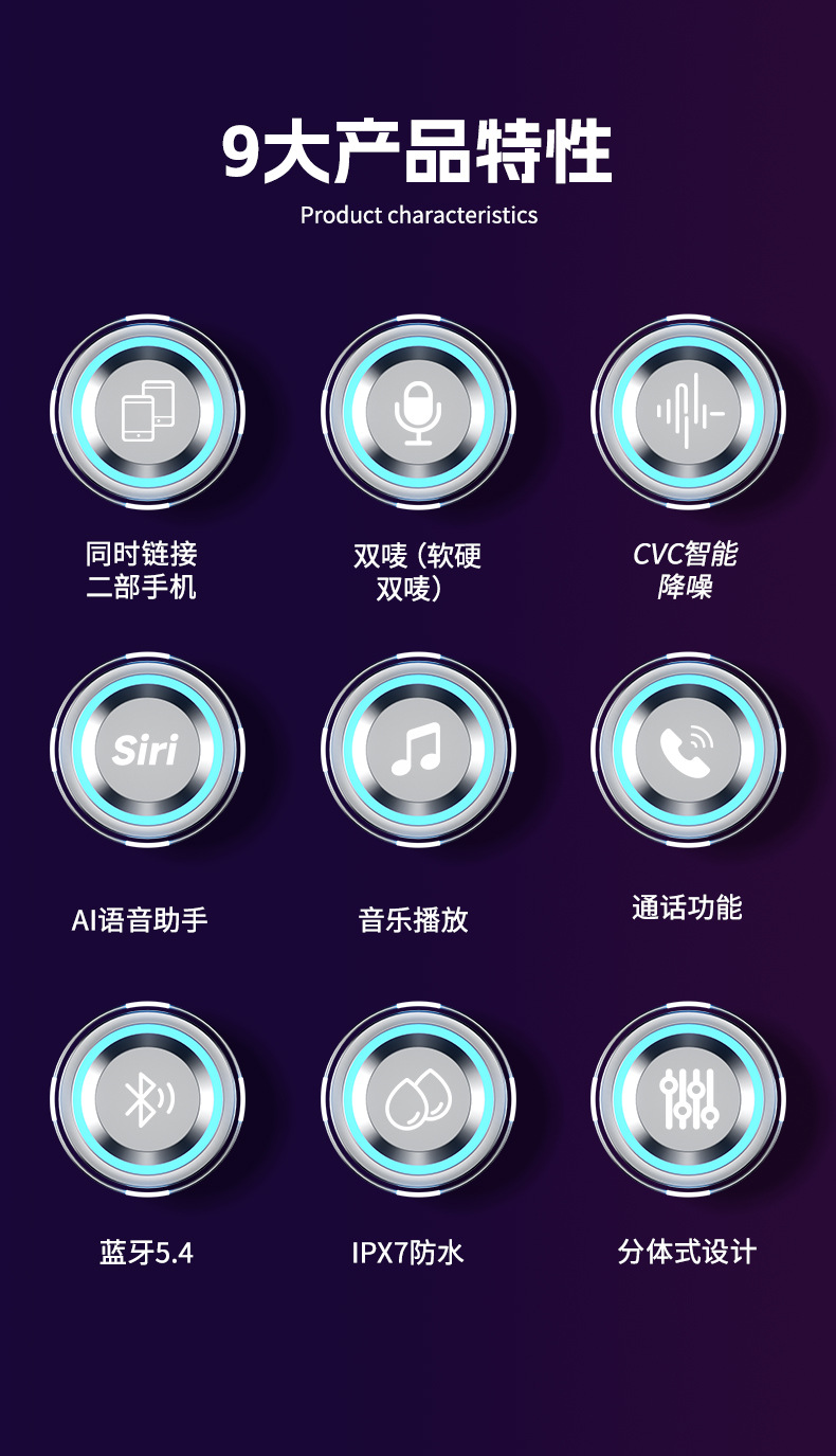 Bluetooth Headset Factory Wholesale Helmet Bluetooth Headset Motorcycle Intercom Waterproof Noise Reduction Cycling Headset Private Model