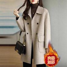 毛呢外套女士装秋冬季2025年新款小个子夹棉加厚爆款中长呢子大衣