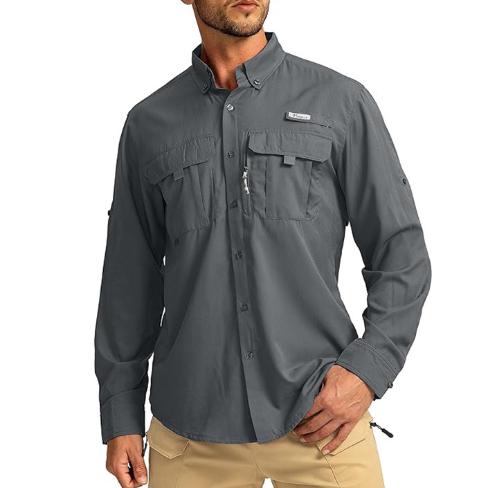 Ropa de trabajo personalizada, ropa de trabajo, camisa de secado rápido, camisa de protección solar transpirable al aire libre para hombres, ropa de montañismo casual para pescar