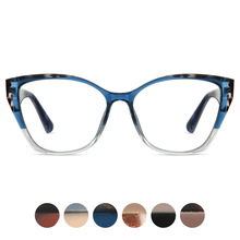 87218 TR90椭圆形板材眼镜框猫眼眼镜架拼色防蓝光眼镜电脑眼镜框