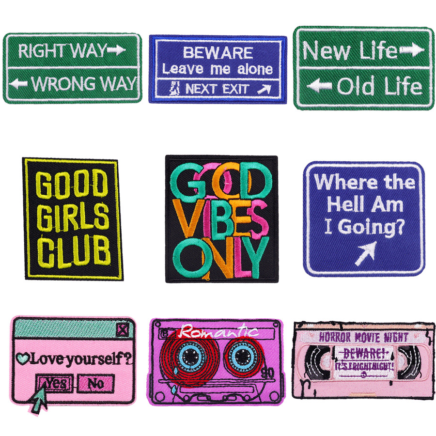 6g Weight Clothing Sticker Patches Classification 1 Piece Quantity Embroidery thread Material 1 Piece Hip-Hop Retro Letter Color Block Embroidery Thread Clothing Sticker Patches