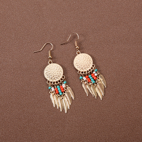 Retro design dream catcher tassel earrings women's ethnic style European and American bohemian niche earrings long earrings