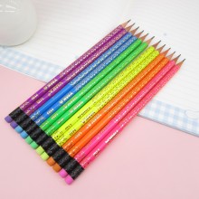 厂家批发创意笑脸荧光铅笔学生绘画写字笔文具礼品HB学生铅笔定制