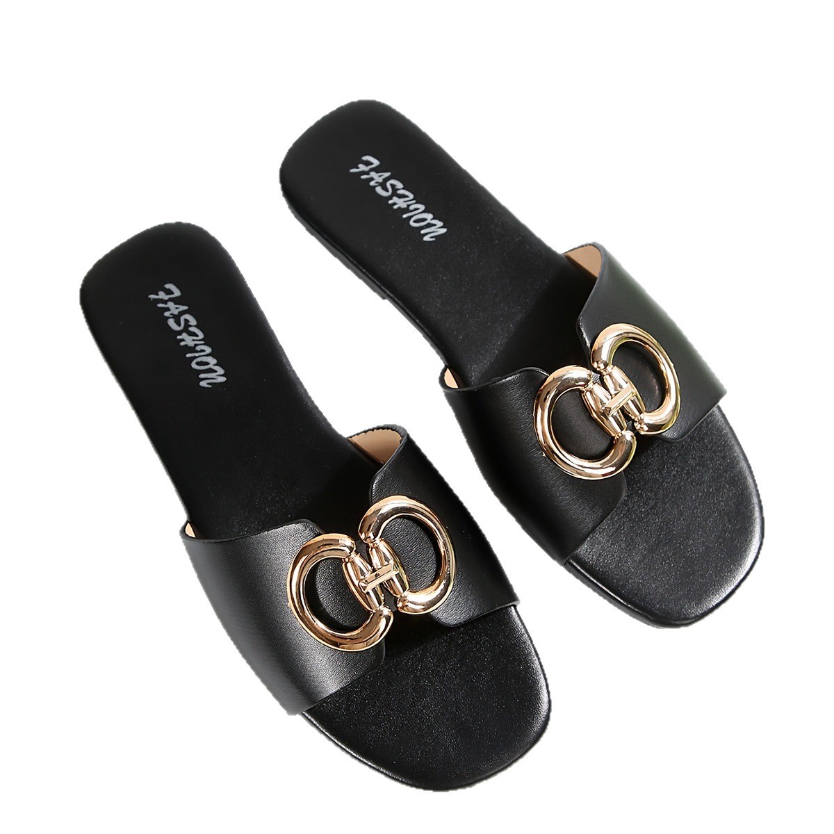Zapatillas Planas de Puntera Cuadrada para Mujer de Cuero Sintético, Ligeras, para Uso Diario