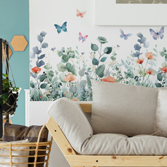 外貿春天花朵蝴蝶兒童房臥室幼兒園家居裝飾牆貼貼紙自粘批發跨境