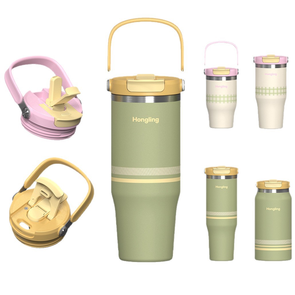 Stainless Steel Dual-drink Water Bottle With Handle And Straw_voghion.com