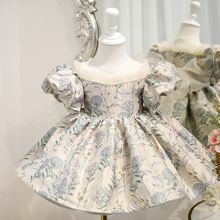 Cross-Border Kidsren's Dress 2025 New Performance Host Princess Dress Birthday Tutu Skirt Girl's One-Year-Old Dress