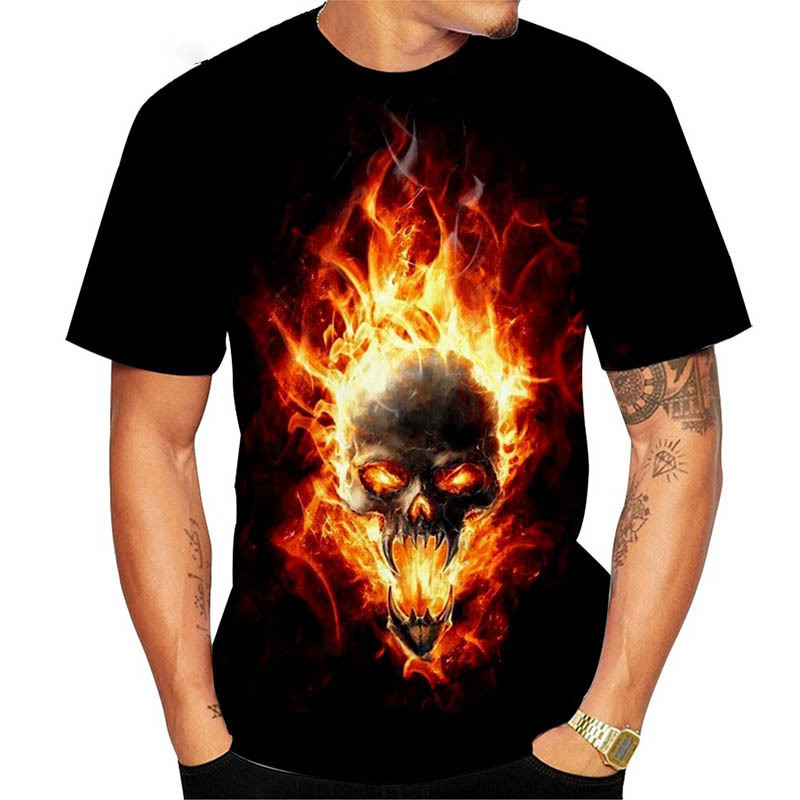 2025 European and American Cross-Border Summer Fashion T-Shirt 3D Skull Print Series Men's Street Style Round Neck Short-Sleeved Top 2025 European and American Cross-Border Summer Fashion T-Shirt 3D Skull Print Series Men's Street Style Round Neck Short-Sleeved Top