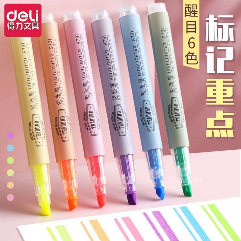 Single Powerful S731 Highlighter Learning Circle Single-Head Colorful Marker Pen Oblique Head Key Marker Pen