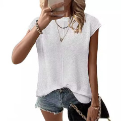 跨境亞馬遜熱賣無袖針織背心女外穿歐美寬鬆休閒純色針織上衣