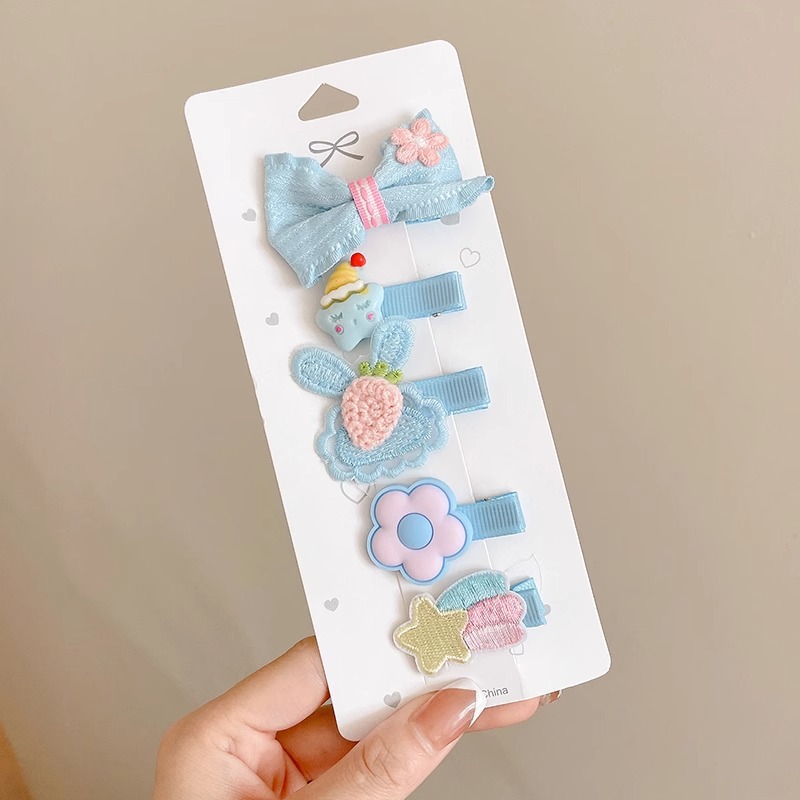 Niños lindos flores de dibujos animados clip para el cabello bebé pequeño clip no lastimar el cabello de la tela de la niña clip de borde de la mejilla