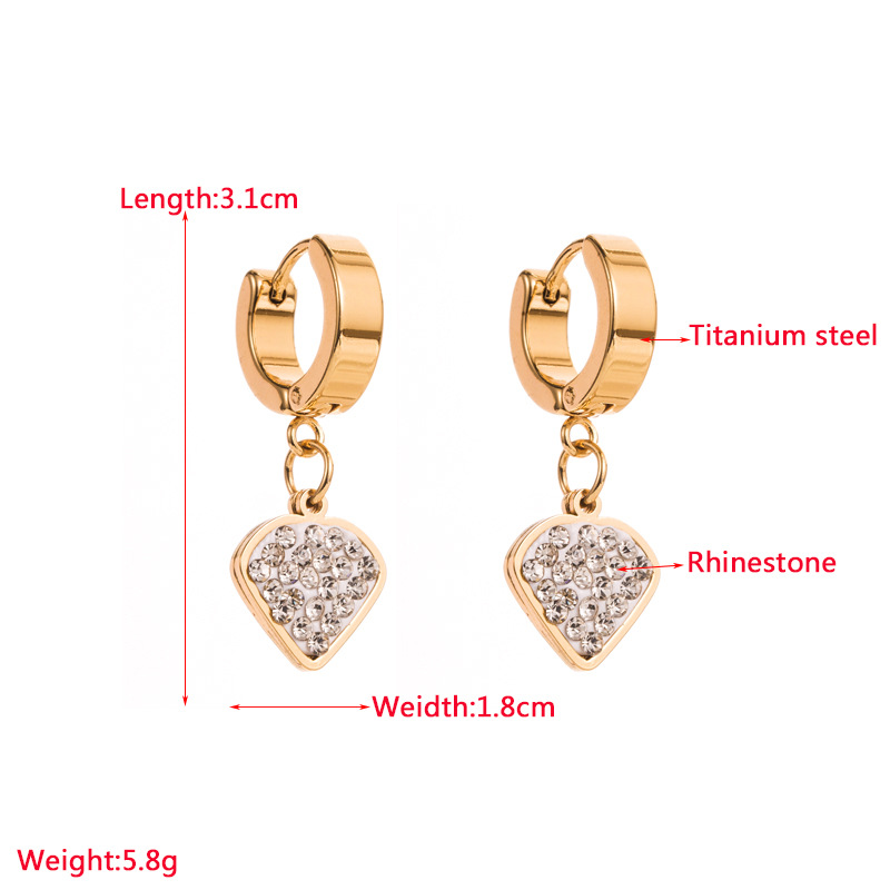 Simple Style Geometric Titanium Steel Plating Rhinestones Earrings 1 Pair