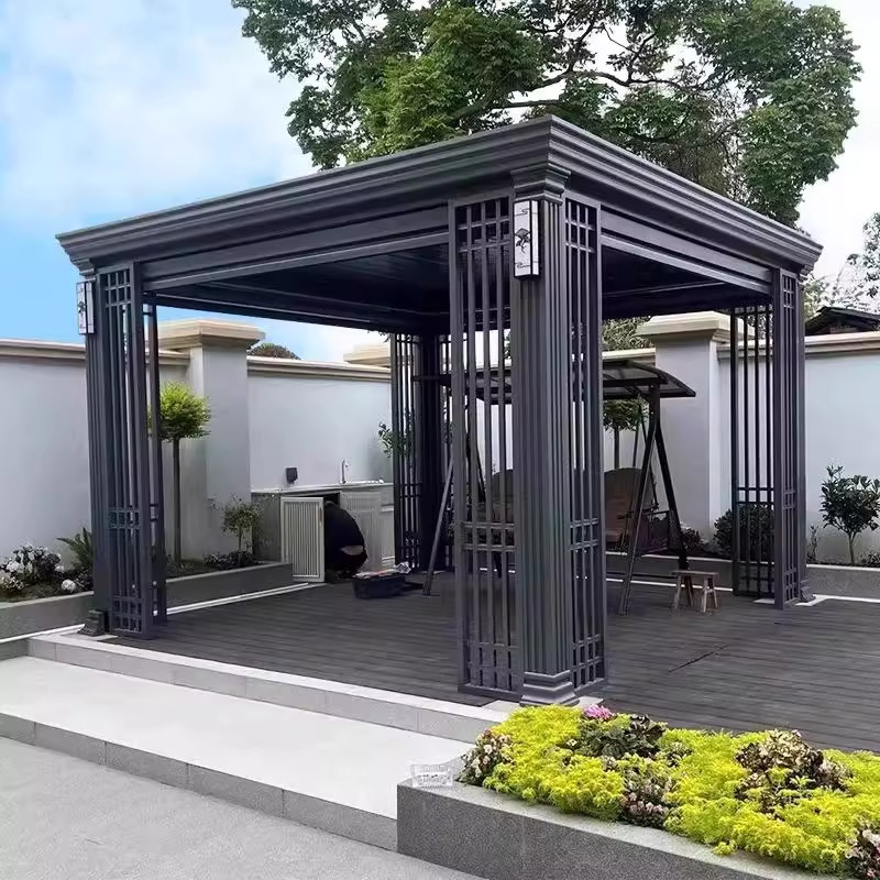 pabellón al aire libre patio villa europea jardín pabellón al aire libre patio rural pabellón blindado eléctrico de aleación de aluminio