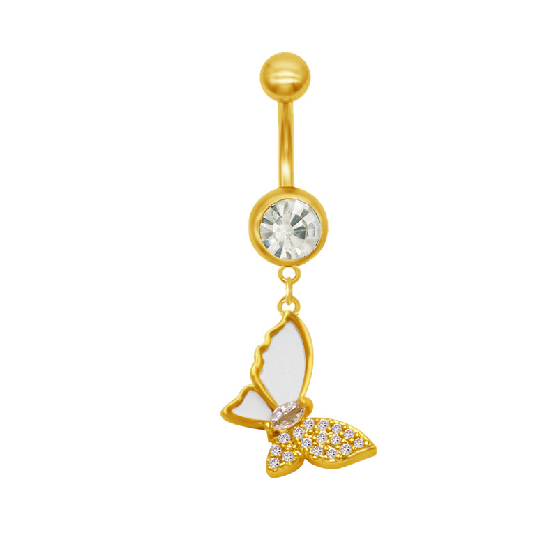 Piercing de nombril lune et papillon avec strass en forme cœur_voghion.com