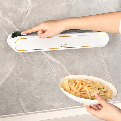 Dual-direction blade cling film cutter, household cling film divider, kitchen wall-mounted hole-free aluminum foil cutting box