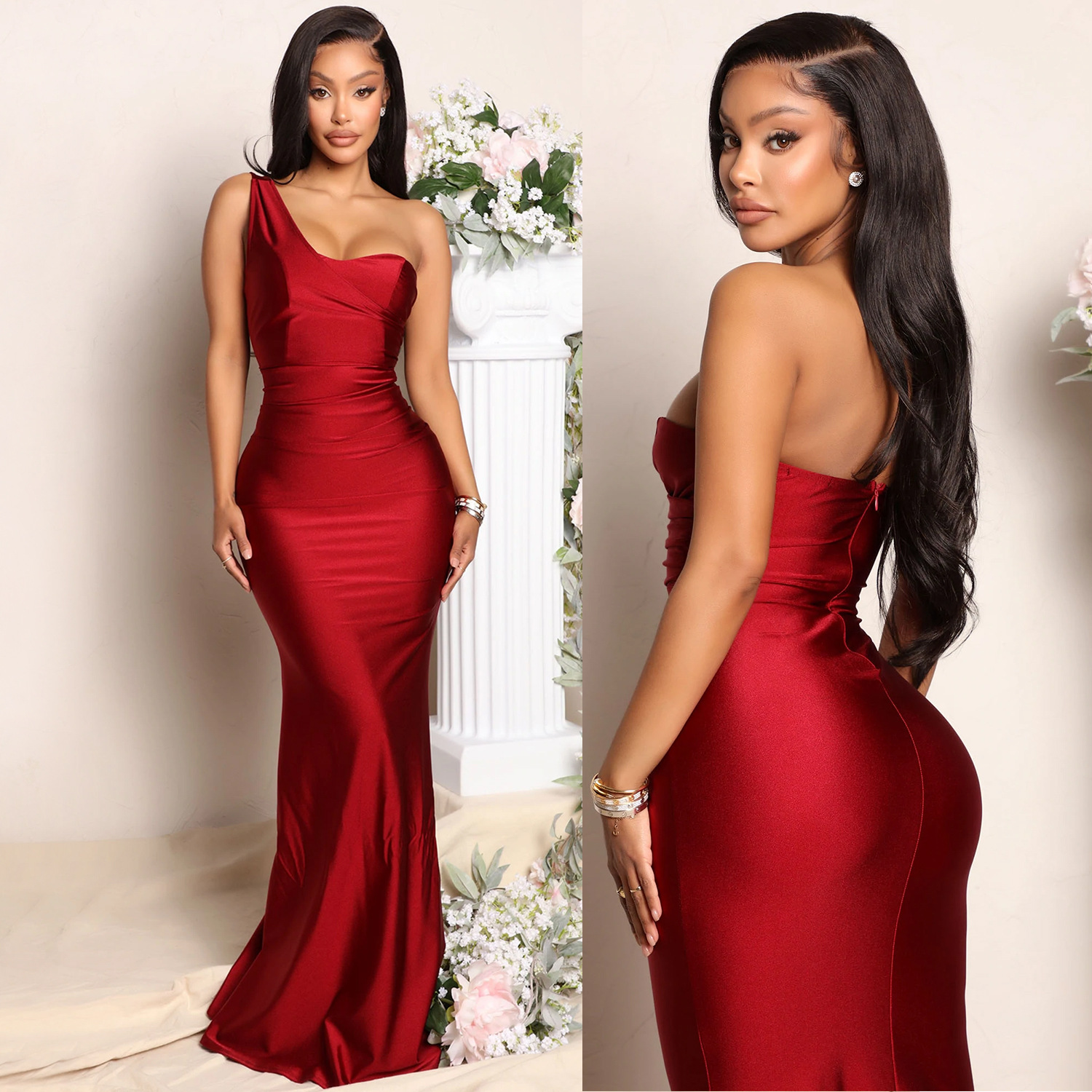 Women's Sheath Dress Fashion Strapless Patchwork Sleeveless Solid Color Maxi Long Dress Daily display picture 10