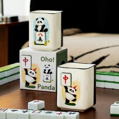 麻將發財杯子熊貓陶瓷杯家用可愛馬克杯辦公室喝水杯子伴手禮創意